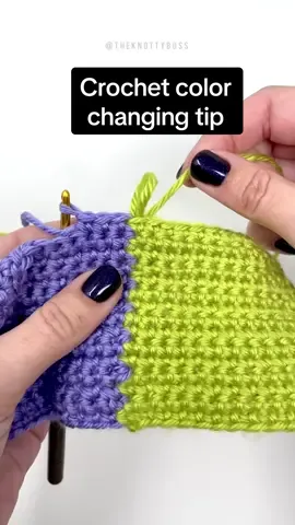 Crochet tip: ever forget to switch color in previous stitch? Instead of frogging the stitch and starting over heres what you can do. This method is also great if yiy have tensuon issues colorchanging the standard way. #theknottyboss #knottyboss #crochetersoftiktok #crochettips #crochethack #crochetcolorchange #crochettok #crochetaddiction #crochetstitch #crochettutorial #crochetlesson #crochetcontent #yarntok #yarnlovers #crochethook #hoicrochet #handsatwork #crochetsecret #crochetsecretsfromtheknottyboss #knottysecrets #fiberart 