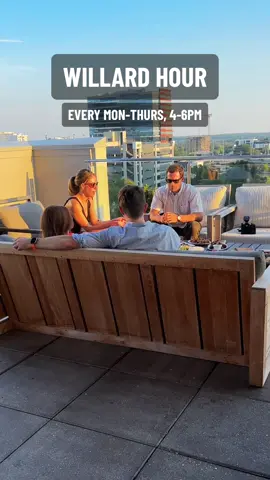 INTRODUCING WILLARD HOUR: Looking for the best place to unwind after work? Join us at The Willard Rooftop every Monday through Thursday from 4-6pm for specially priced bar bites and amazing rooftop views! Plus, enjoy $12 draft cocktails all day long every Monday-Thursday!    Bar Bites Menu    Papas Bravas | $6  crispy red skin potatoes, aioli brava, fresh herbs    Pretzel | $7  braided mini loaf, lusty monk, liquid gold    Duck Wings | $12  3 wings tossed in your choice of pomegranate teriyaki or sweet potato buffalo sauce, served with boursin aioli    Charcuterie Plate | $15  half-portion of 3 meats and three cheeses with accoutrements #raleigh #downtownraleigh #thingstodoinraleigh #stufftodoinraleigh #raleighnc #raleighdrinks #raleighskyline 