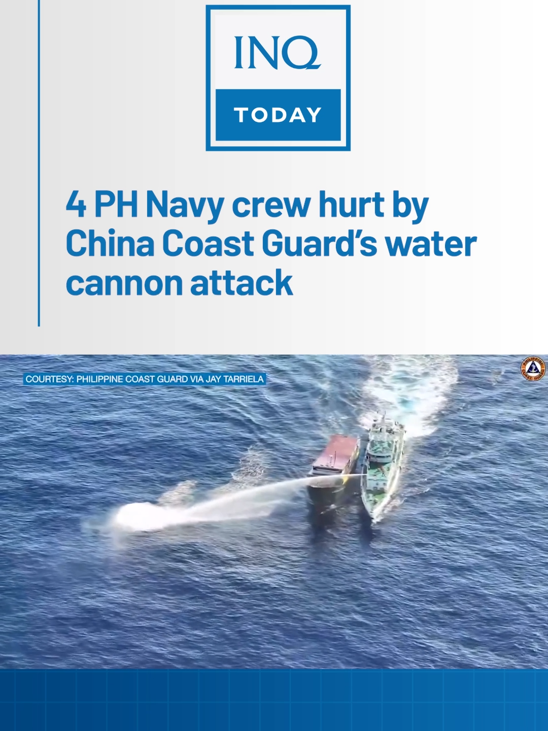 At least four Philippine Navy personnel are injured following China Coast Guard’s firing of a water cannon at a Philippine ship involved in a resupply mission in the West Philippine Sea on Tuesday, March 5. #TikTokNews #SocialNews #NewsPH #inquirerdotnet