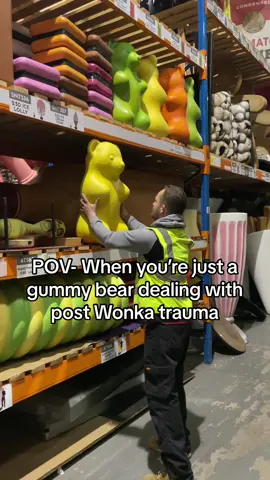 It’s been a long week for our gummy bear  #wonkaexperience #wonkaevent #willyschocolateexperience #theunknown #fyp