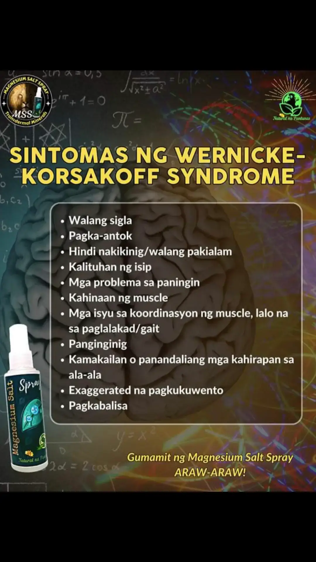 Ano nga ba ang MAGNESIUM SALT SPRAY? Ang MSS minerals ang content nya, pangunahin ang MAGNESIUM. Kaya po tayo nakakaranas ng ibat-ibang karamdaman dahil sa kakulangan ng mga minerals lalo na ang magnesium. Kapag naibigay natin ito araw2x sa katawan,kusa na pong mag-re-repair ang katawan o ma-aactivate na ang natural healing mechanism nito. #MSS #MAGNESIUMsaltSPRAY #NATURALnaPANLUNAS #magnesiumdeficiency #magnesiumbenefits #miraclespray  #minerals #allinone  #transdermalmineralsuppleme  #amazing #health #