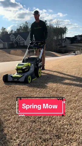 Who’s ready for Spring? Mowing dormant stripes in prep for warmer weather is a great practice to get your southern lawn ready for new growth 🔥  • • • #lawn #lawndad #RYOBICreator #diylawn @RYOBI Tools USA 