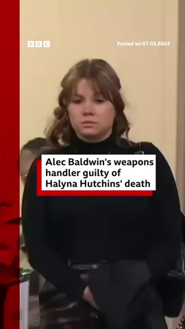 Hannah Gutierrez-Reed was found guilty of involuntary manslaughter after she loaded a gun fired by actor Alec Baldwin, which killed cinematographer Halyna Hutchins. She was found not guilty of a second charge of tampering with evidence. #HalynaHutchins #HannahGutierrezReed #AlecBaldwin #Rust #Crime #Armourer #FilmSet #NewMexico #Movies #Film #BBCNews
