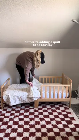 the toddler bed looks so much bigger #cribtotoddlerbed #sahm #momof2 