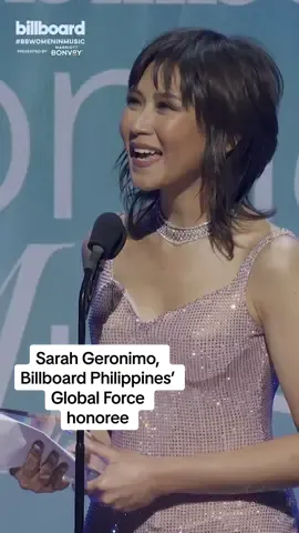 “This recognition signifies courage and hope. Courage to accept and embrace oneself … And the hope that one day this recognition will bridge the Philippines and other nations to create change and positivity in the world through the power of music.” — @Sarah Geronimo, #BBWomenInMusic GLOBAL FORCE recipient, honored by @billboardphofficial. 🌏 Watch the full show at BillboardWomenInMusic.com #philippines #sarahgeronimo #globalforce #WomenOfTikTok #singersongwriter #awardsshow #speech 