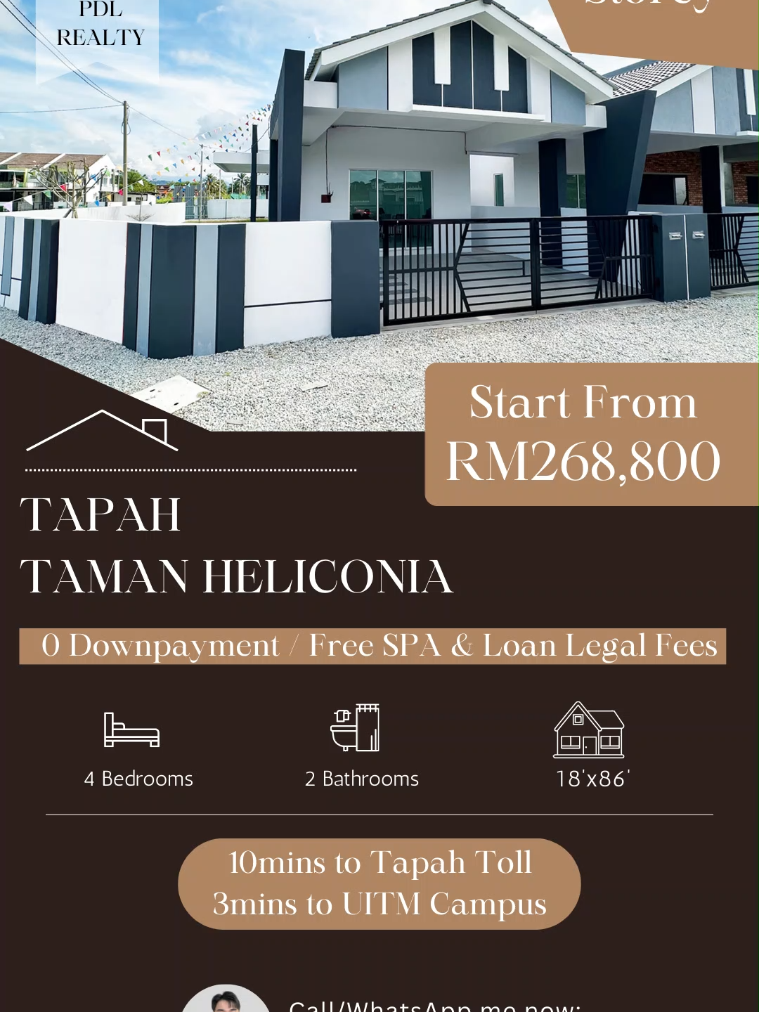 🏡𝐑𝐔𝐌𝐀𝐇 𝐓𝐄𝐑𝐄𝐒 𝟏 𝐓𝐈𝐍𝐆𝐊𝐀𝐓🏡 📍𝐓𝐚𝐦𝐚𝐧 𝐇𝐞𝐥𝐢𝐜𝐨𝐧𝐢𝐚 @ 𝐓𝐚𝐩𝐚𝐡 ✅𝑩𝒆𝒓𝒅𝒆𝒓𝒌𝒂𝒕𝒂𝒏 𝒅𝒆𝒏𝒈𝒂𝒏 𝑼𝒊𝒕𝒎 . ⛳Saiz Tanah 【𝟐𝟎’ 𝐱 𝟖𝟔’】  / 【𝟏𝟖’𝐱𝟖𝟔’】 🏠Saiz Binaan【𝟐𝟎’ 𝐱 𝟔𝟏’】/【𝟏𝟖’ 𝐱 𝟔𝟏’】 🛌 𝟒 Bilik Tidur 🛁 𝟐 Bilik Air  . 🏷𝐇𝐚𝐫𝐠𝐚 𝐏𝐫𝐨𝐦𝐨𝐬𝐢: 𝐑𝐌 𝟐𝟔𝟖,𝟖𝟎𝟎 🙅‍♂Harga Asal : RM299,000 . 📢𝑷𝑹𝑶𝑴𝑶𝑺𝑰 𝑰𝑺𝑻𝑰𝑴𝑬𝑾𝑨: 🌟𝐑𝐌𝟎 Wang Pendahuluan / 𝐙𝐄𝐑𝐎 Downpayment 🌟𝐅𝐑𝐄𝐄 SPA & Loan Legal Fee 🌟𝐅𝐑𝐄𝐄 SPA & Loan Disbursement Fee 🌟𝐅𝐑𝐄𝐄 Air-con Points 🌟𝐅𝐑𝐄𝐄 Auto-gate Point . 🚩KEMUDAHAN BERHAMPIRAN : 🚶‍♂1minit ke Masjid Al-Khairiah 🚗3minit ke Uitm Kampus Tapah 🚗8minit ke Town Area Tapah, TF Tapah, KFC, Secret Recipe,….  🚗9minit ke Hospital Tapah dan Klinik Kesihatan Tapah 🚗10minit ke Tapah Toll . 📹𝟑𝐃 𝐌𝐚𝐭𝐭𝐞𝐫𝐩𝐨𝐫𝐭 https://my.matterport.com/show/?m=K1gLVkJXMeQ  . 📌𝐒𝐚𝐦𝐩𝐥𝐞 𝐇𝐨𝐮𝐬𝐞 𝐋𝐨𝐤𝐚𝐬𝐢 https://maps.app.goo.gl/MZcUxD5hjNFy11yDA?g_st=iwb 📞𝐇𝐮𝐛𝐮𝐧𝐠𝐢 𝐒𝐚𝐲𝐚: WhatsApp/Call: 𝐉𝐨𝐞𝐥 𝟎𝟏𝟎𝟗𝟓𝟏𝟓𝟔𝟑𝟓 https://wa.me/message/PADDHLE3E5A5J1  #Tapah  #Tapahproperty  #Tapahnewproject  #newproject  #UITM  #Singlestorey  #houseforsale  #salesalesale  #joelkamparproperties  #9L