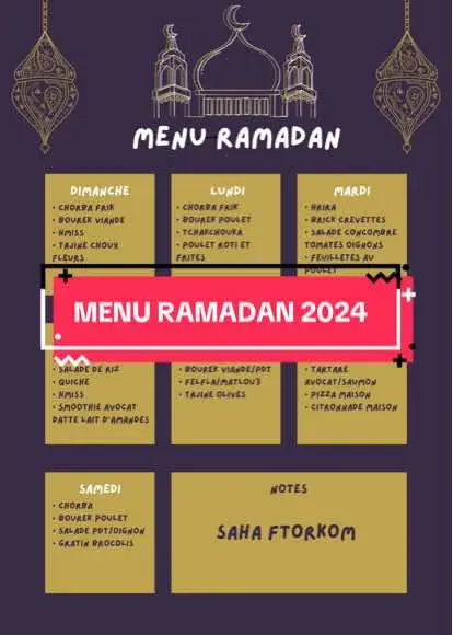 Idees repas pour ce ramadan  #ramdanmubarak #Ramadan #ramadanplanner #menuramadan #menu #menuviral #ideerepas #planner #ramadhan #iftar #Ramadan2024 #ramadhan2024 