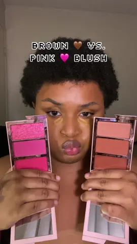 Do yall wanna see more blush battles? This was fun to play around with ✨ #fyp #blushbattle #brownblush #pinkblush #onesizebeauty #smallcreator 