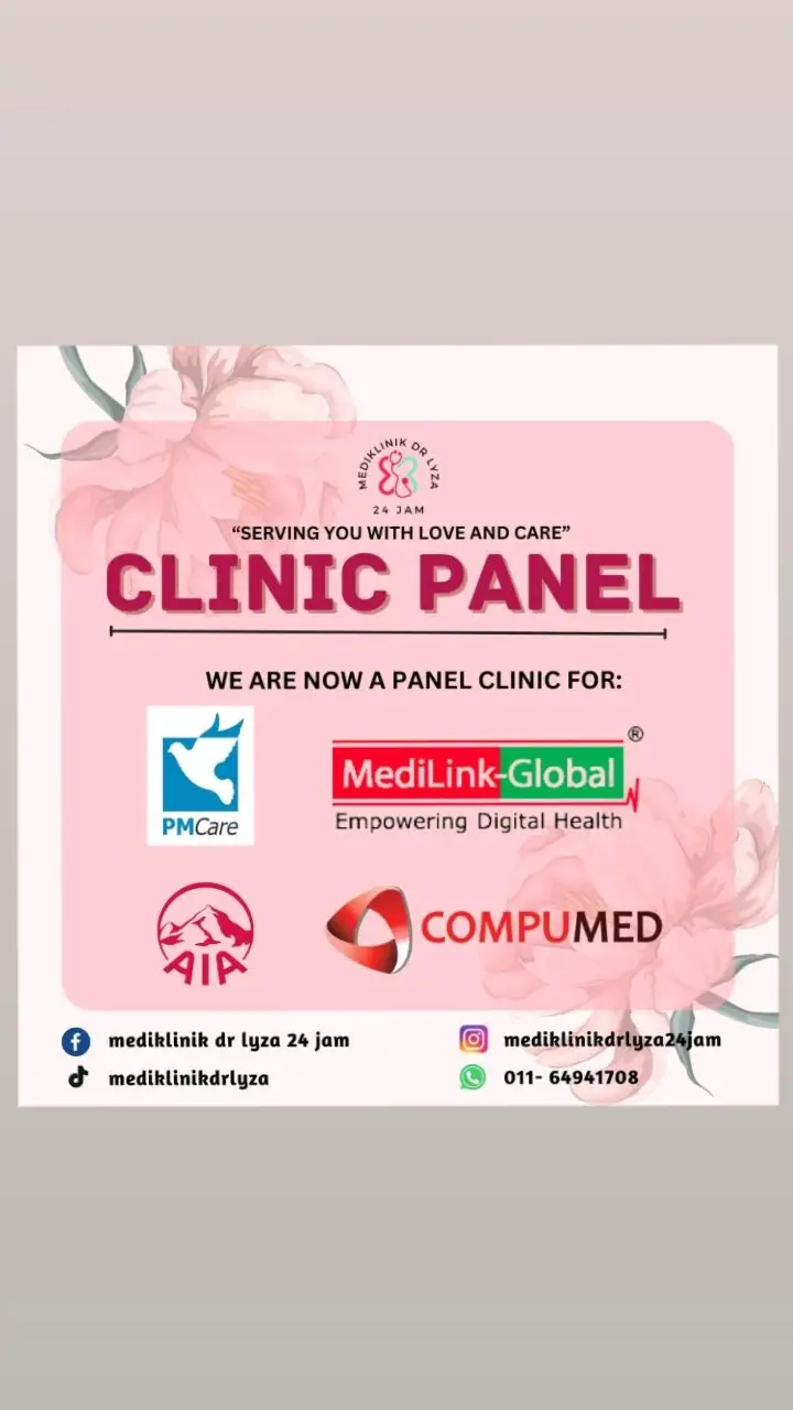 GOOD NEWS FOR MUARIAN! ✨ Sukacita dimaklumkan bahawa Mediklinik Dr Lyza 24 Jam kini secara rasminya adalah panel kepada: 👉🏻 COMPUMED 👉🏻 MEDILNIK GLOBAL 👉🏻 PM CARE 👉🏻 AIA  Kami juga berbesar hati untuk menerima syarikat- syarikat lain sebagai panel kami pada masa akan datang. Anda boleh terus walk in ke klinik atau hubungi kami untuk temujanji 🥰 