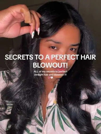 HOW TO: healthy blown out hair! 🎀🤍 all brands mentioned are tagged! #hairtutorial #howto #hair #hairproducts #hairtok #blowout #hairblowout #straighteninghair 