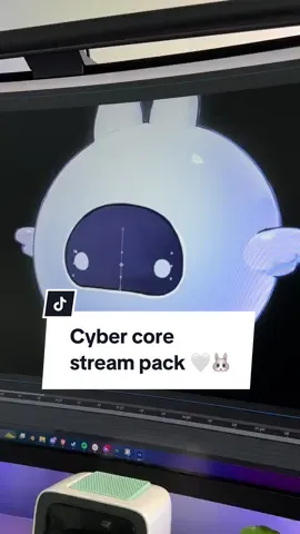 Cyber Core Stream Pack 🤍🐰 I made a new overlay pack! This one has city night lights, cute decors & a robot companion ✨ Available now! #streamoverlay #twitchstreamer #setupinspiration 