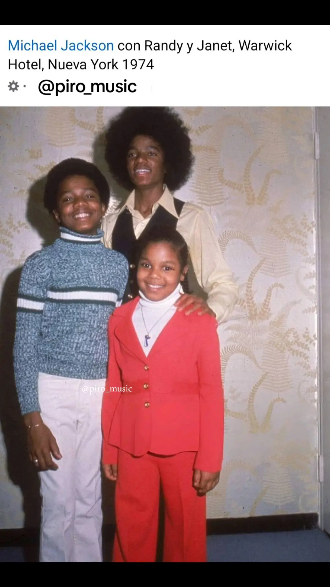 Michael Jackson con Randy y Janet, Warwick Hotel, Nueva York 1974 #moonwalker #michaeljacksonfan #sigueme❤️ #michaeljackson #kingofpop #pop #janetjackson  #sigueme_para_mas_videos_asi 