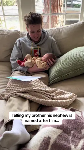 When you try and capture a cute reaction to your brother finding out we named our son after him 🤪🤣#funnyreaction #babytiktok #baby #newborn 