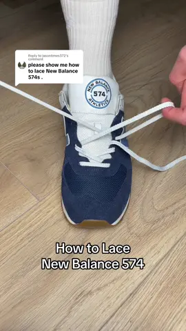 Replying to @jasontimes372 This is how to lace the New Balance 574! These have been my go-to daily sneakers for a while now, mainly because they have a wider toe-box - making them so comfortable!  I’m intrigued to know what your daily sneaker is so comment them below! 🤔⬇️ #newbalance #newbalance574 #nb574 #howtolacenewbalance #newbalancelacingtutorial #lacingtutorial #lacetutorial #shoelaces #sneakerlaces #sneakerlacing #lacingupsneakers #asmr #asmrsneakers 