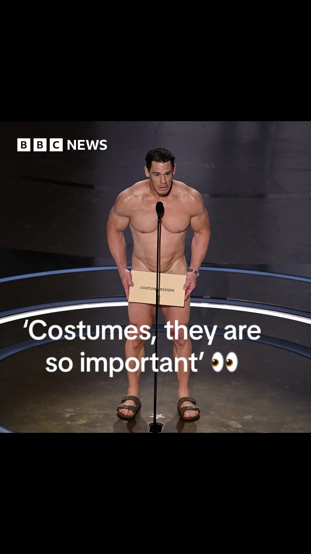 John Cena obvs missed the memo when he turned up to present the Costume Academy Award... without one. #johncena #costumedesign #oscars #oscars2024 #academyawards #bbcnews 