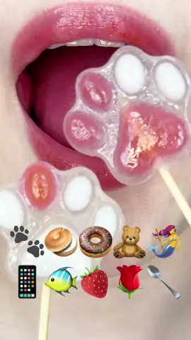 핑크 코하쿠토 이모지 먹방 🐾🥯🍩🧸🧜‍♀️📱🐠🍓🌹🥄 #asmrsounds #먹방asmr #eatingshow