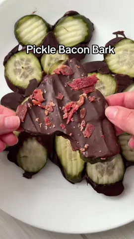 Three words: Pickle Bacon Bark. Would you try it? #pickletok #chocolatebark #weirdfoodcombos  #picklelover 