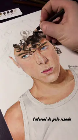 Tutorial de pelo rizado dibujando a @Juanicar  Ig: anavizosoart // anaavizoso . . . . . #tutorial #dibujo #arte #realismo #juanicar #pelorizado #prismacolor #fyp 