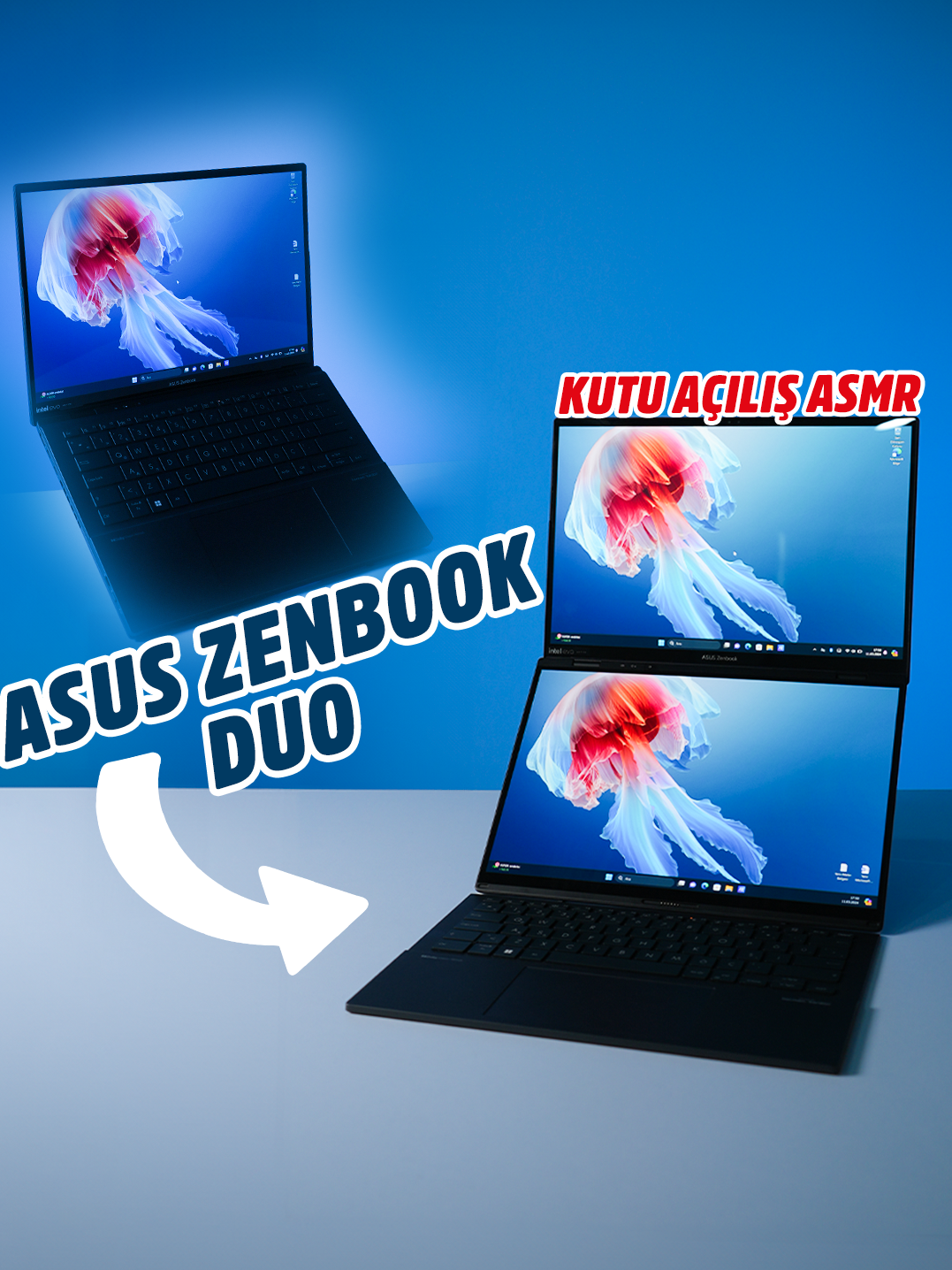 ASUS Zenbook Duo… İki tam boyutlu OLED dokunmatik ekrana, çıkarılabilir tam boyutlu klavyeye ve dahili destek ayağına sahip devrim niteliğinde bir çift ekranlı dizüstü bilgisayar… Çift 14 inç 3K OLED 120 Hz ekran ile çalışma alanınızı anında 19,8 inçe kadar genişletebilirsiniz. Yapay zekâ destekli Intel Core Ultra 9 işlemci, 32 GB LPDDR5x bellek ve 2 TB SSD ile üstün performans sağlar.