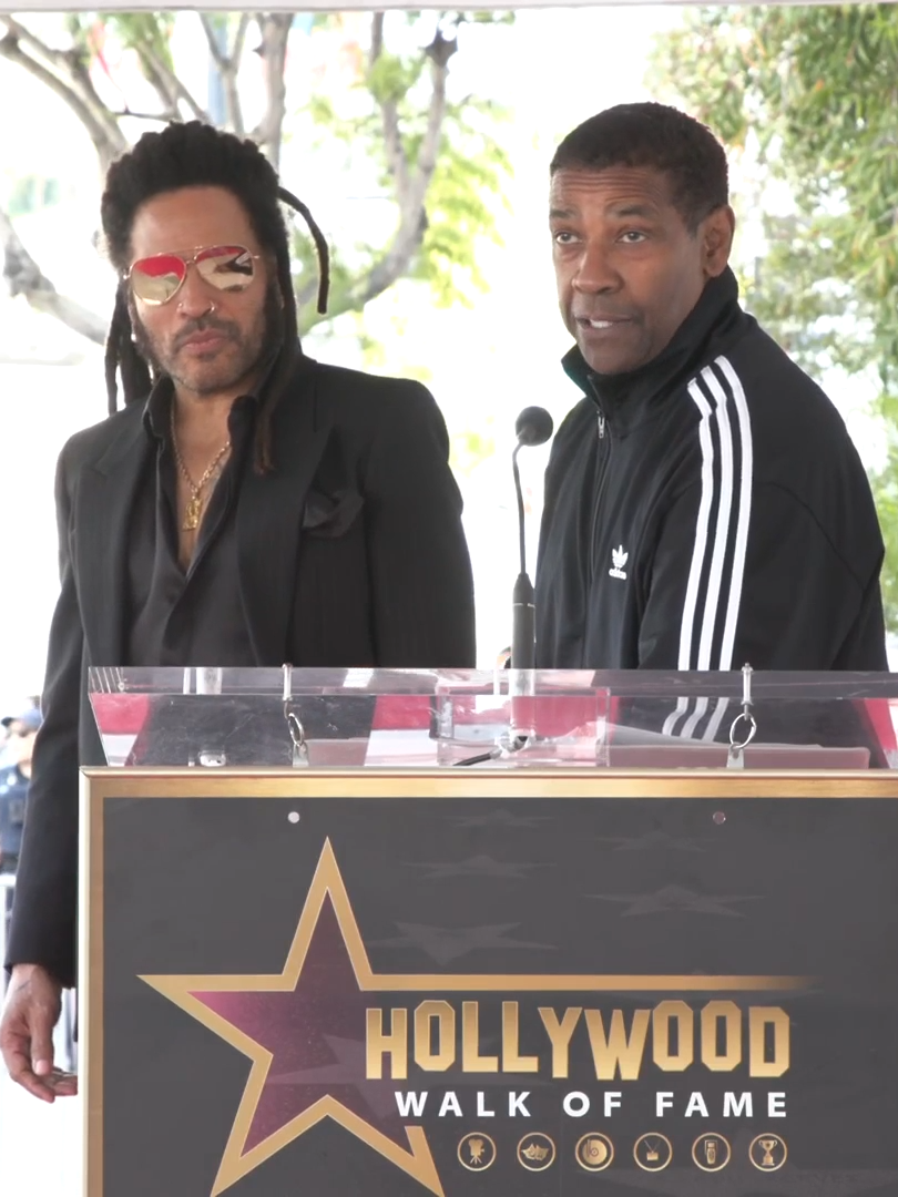 Denzel Washington honors Lenny Kravitz at Kravitz's Hollywood Walk of Fame ceremony: 