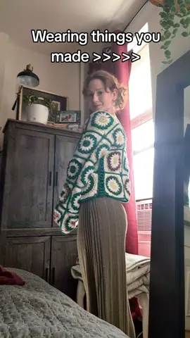 65 long hours and I couldn't be happier with the result #crochet #grannysquarecardigan #fyp 