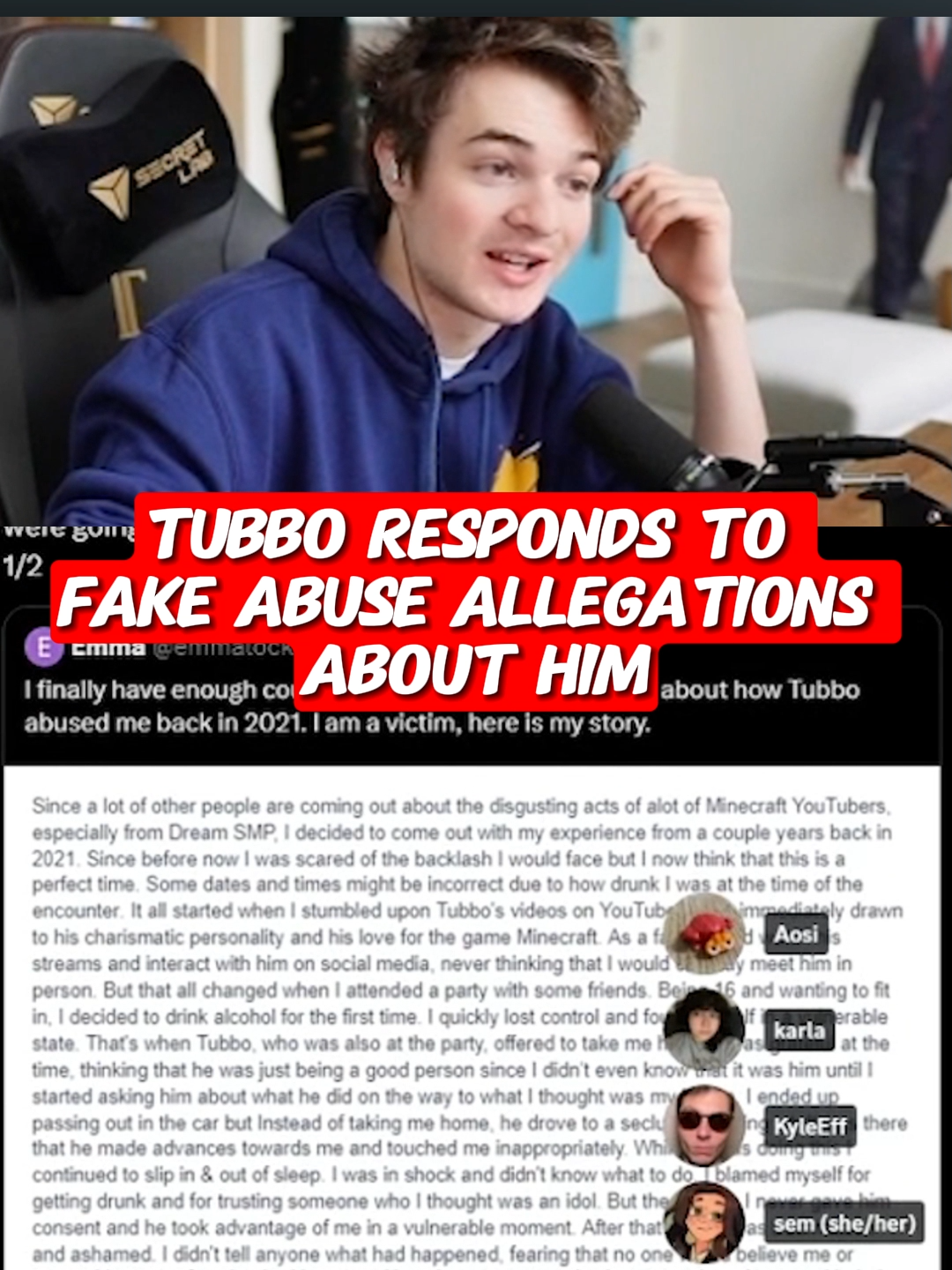 Tubbo Responds to Fake Abuse Allegations About Him #tubbo #tubbolive #dreamsmp #qsmp #drama #mcyt #fyp #viral