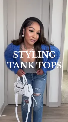 3 simple transitional looks for Spring with some wardrobe essential tank tops 🦋 #fyp #fashiontiktok #fashiontok #basics #essentials #style #styleinspo #outfitideas #spring #springfashion #springoutfit #tryonhaul #fashionhacks #fashiontips #wardrobeessential 