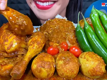 Mukbang spicy whole chicken curry, egg curry, chilli, basmati rice (Yt:Stella ASMR) #stellaasmr #asmrfood #spicywholechicken #biryani #fyp #mukbang #asmr #mukbangvideo #mukbangasmr #mukbangeatingshow