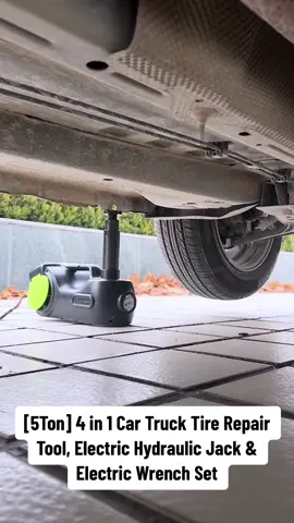[5Ton] 4 in 1 Car Truck Tire Repair Tool, Electric Hydraulic Jack & Electric Wrench Set 