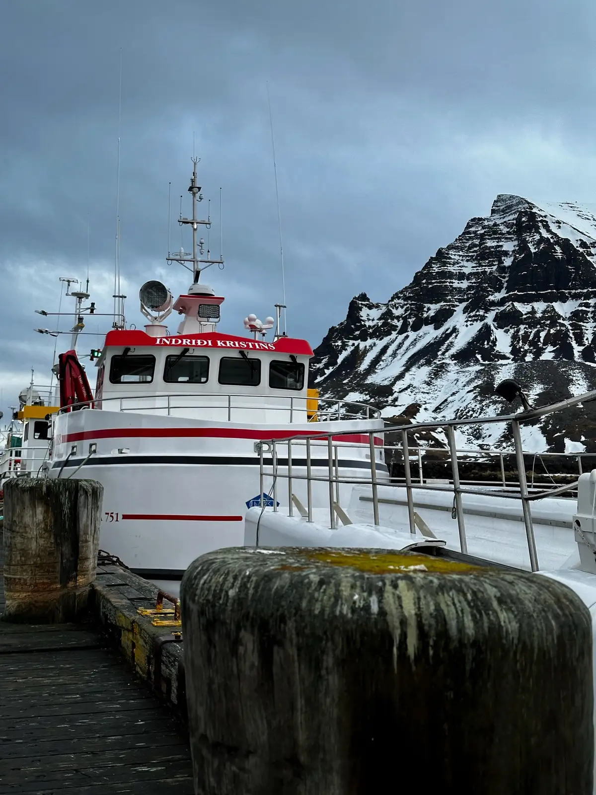 This vessel is built by Trefjar here in Iceland and was delivered in 2022. It has a 390 KW main engine and two 96 KW generators. The vessel has 16” bow and stern thrusters which are connected with the autopilot and can keep the vessel on a perfect course in any weather, making hauling the line much easier. Picture 2 shows the bridge in the dark, which is quite nice, I must say. Picture 3 displays all controls concerning the deck, hydraulics, high-pressure power washers, lights inside and outside, as well as touch screen panels for the slush ice machine, sea water cooler for the bleeding tub, anti-roll tank built into the hull, and port and starboard ballast tanks, each with a capacity of 5.5 cubic meters. In Picture 4, the storage room located behind the door in Picture 2. In the left corner, there is the control panel for the anti-bacterial spray system that sanitizes the whole deck and fish hold automatically. Picture 6 showcases the deck, with the bleeding tub on the left. It takes the fish about 15 minutes to go through. To produce the highest quality product, there is a newly installed sea water cooler that runs into the bleeding tub instead of just the ocean water, which can vary significantly depending on the season. Picture 7 shows the lines hauler, and behind that are four screens with the Olex survey and mapping system, known for having the best seabed charts for fishing in Iceland. Next to that, there is a real-time ocean current monitoring system, which is a game-changer when hauling lines, especially in strong tide conditions. Additionally, there we have Linetec, which shows the tension on the line hauler in kg, the speed of the hauler, the length of line hauled, the number of magazines, and the number of fish caught on each magazine, as well as the total fish caught over the whole set. Furthermore, there is a screen with cameras all over the deck for safety, along with a few cameras in the engine room for emergencies like blown hydraulic hoses or, in the worst case, a fire in the engine room.  Picture 8 shows the fish hold, which is 47 square meters and can hold roughly 20 tonnes.  Picture 9 shows our fishing line, with around 34,000 hooks on 35 magazines, that take about 2 hours to set and 10 to haul.  Picture 10 the 390 KW Doosan main engine.  Picture 11 shows the port-side generator. We have two Doosan 96 KW generators, but we only need to run one. We rotate them monthly, but it is essential to have the other as a backup in case one breaks down to avoid affecting our fishing operations.  Picture 12 shows the starboard generator. The main engine is located between them on another level. Additionally, the fire suppression system is visible in the top left corner, located in multiple places in the engine room.  Picture 13 shows the slush ice machine and the sea water cooler. We use slush ice on the fish in the fish hold to ensure the highest quality product.  Picture 14 shows the electrical box and touch screen controls for the slush ice and sea water cooler.  Picture 15 shows the slush ice machine at the bottom and the sea water cooler at the top.  Picture 16 shows the 1,000-liter lubrication oil tank and pump on a rail, eliminating the need to handle oil cans or drums during engine oil changes. We also have 1,000 used oil tanks, which makes everything much cleaner when it comes to oil changes.  Picture 17 cable management on point, showcasing the professionalism of the Trefjar boat builders.  Pictures 18-19 show the hydraulic fluid tank and hydraulic system, which are highly accessible and easy to work on.  Picture 20 shows the used oil tanks and the lubrication oil tank, with the air compressor hidden there in the back behind them. Picture 21 shows the fresh water heating tube, which works instantly, just like the water in a tap at home.  Picture 23 shows one side of the workshop.  Thanks for reading if you made this far 😁😁 #comercialfishing #longline #fishing #boattour 