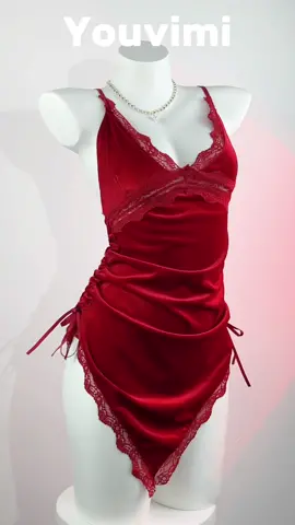 Lace red suspender dress 🥰 #fyp #youvimi #dress #sexy 