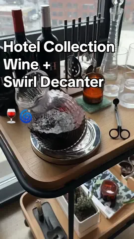 🍷 Swirlin & sippin @Hotel Collection Wine out of their Swirl Wine Decanter hits different 🌀🤌🏻 SSMA30 for 30% off, 🔗 in bio! . #hotelcollection #wine #decanter #homedecor #modernhome #interiordesign 
