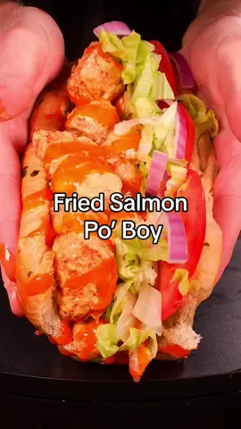 Fried Salmon Po’ Boy 🍣 #food #asmr #foodtiktok #FoodTok #tiktokfood #asmrfood #Foodie 