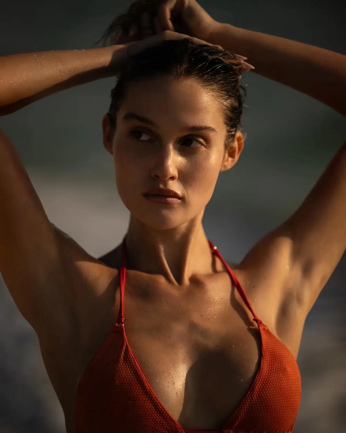 The loveliest blood-orange shade on @lex! #slateswim #swimwear #newswimwear #bikinihaul #summervibes #beachwear 