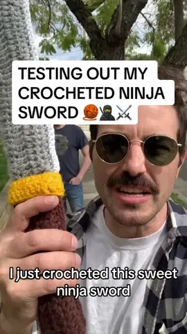 RIP @Lamb … again. Keeping the red yarn flowing with my crocheted ninja sword 🧶🥷⚔️  #crochethumor #yarntok #crochet #ninjastar #sword 