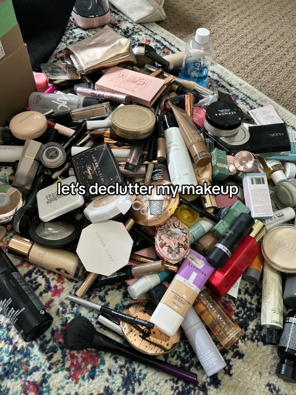 maturing is throwing out my way expired makeup 🫣🫣 #makeup #declutter #makeupfavorites #makeupdeclutter #decluttering #beauty #charlottetilbury #2016makeup #elfcosmetics #viralmakeup #viral #concealer #foundation #sheglam 