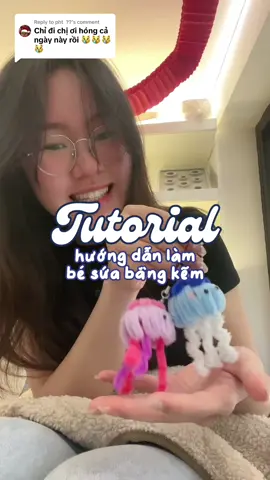 Replying to @pht  ?? hướng dẫn làm móc chìa khoá sứa bằng kẽm nhung đây rùi☺️🪼🎀 #DIY #tutorial 
