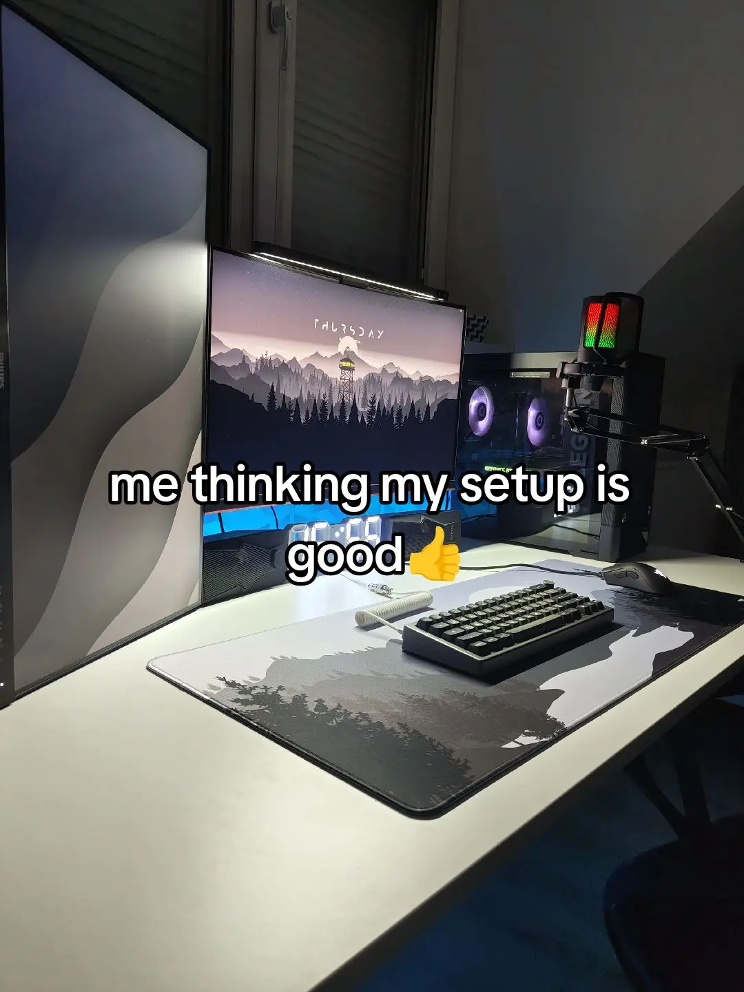 the keyboard of him is sh- but the rest is wonderful #gaming #mouse #setup #keyboard #tech #techtok #mousepad #mic #pc 