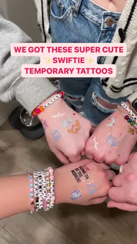 I got these super cutr Taylor Swift inspired Swiftie tattoos for my friends and i to wear during our The Eras Tour movie watch party on disney+! #taylorswift #taylornation #swifttok #swifties #theerastour 
