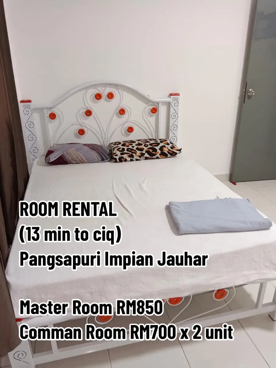 Room rental located 13 minute to CIQ, serious tenant do text me. (No calls) #roomrental #withcarpark #nearciq #utilitiesincluded #budgetrental