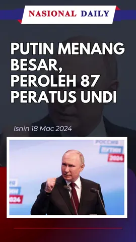 MOSCOW – Presiden Vladimir Putin menang besar dalam Pilihan Raya Presiden yang berlangsung selama tiga hari sejak 15 Mac lalu. Ia berdasarkan keputusan hasil tinjauan pendapat awal oleh badan pemerhati Yayasan Pusat Kajian Pendapat Awam Rusia (VCIOM). Antara lain, keputusan awal itu mendedahkan Putin, bekas perisik KGB, menang dengan mendapat 87.8 peratus undi. Manakala saingannya, calon komunis Nikolai Kharitonov menduduki tempat kedua dengan hampir empat peratus undi. Vladislav Davankov pula di tempat ketiga dan ultra-nasionalis Leonid Slutsky di tempat keempat dengan masing-masing memperoleh hanya 3.8 dan tiga peratus undi. Kemenangan Putin dalam keputusan awal itu adalah yang paling bergaya pernah dicatatkan bagi pemimpin pasca-Soviet. Kemenangan itu bermakna Putin dengan mudah menjamin satu tempoh enam tahun penggal yang baharu, sekali gus membolehkannya mengatasi rekod Josef Stalin selain menjadi pemimpin Rusia yang paling lama berkhidmat. Kemenangan juga akan mengukuhkan lagi cengkaman kuasanya di negara itu. Beliau masih mencatatkan kemenangan di sebalik ribuan pembangkang mengadakan protes di stesen pengundian pada waktu tengah hari dan kritikan Amerika Syarikat bahawa pengundian itu tidak bebas atau adil. Bagi Putin, yang pertama kali naik kuasa pada tahun 1999, keputusan adalah cerminan untuk menega.skan kepada kepada barat bahawa pemimpinnya perlu menghadapi Rusia yang semakin berani, sama ada dalam peperangan atau dalam keamanan, untuk bertahun-tahun akan datang. Pilihan Raya Presiden Rusia diadakan lebih dua tahun selepas Putin memulakan konflik Eropah paling buruk sejak Perang Dunia Kedua dengan melancarkan operasi ketenteraan khas di Ukraine. Perang yang berpanjangan menggantung proses pilihan raya di beberapa wilayah di Ukraine. – REUTER #pilihanraya #rusia #putin #vladimirputin #menangbesar #moscow #konflikeropah #fyp #foryou #viral #beritaviral #beritaditiktok #nasionaldaily 