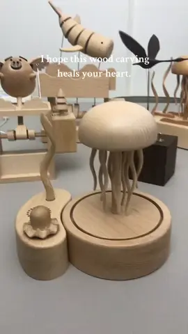 I hope this wood carving heals your heart.#gift #wooden #handmade #woodworking #fyp #goodthing #jellyfish 
