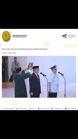KETUA MA LANTIK DIRJEN BADILAG DAN DIRJEN BADIMILTUN BARU Berita selengkapnya silahkan klik https://www.mahkamahagung.go.id/id/berita/6209/ketua-ma-lantik-dirjen-badilag-dan-dirjen-badimiltun-baru atau kunjungi website resmi Mahkamah Agung RI di www.mahkamahagung.go.id untuk melihat berita lainnya #pelantikan #mahkamahagungri  #humasmahkamahagung 