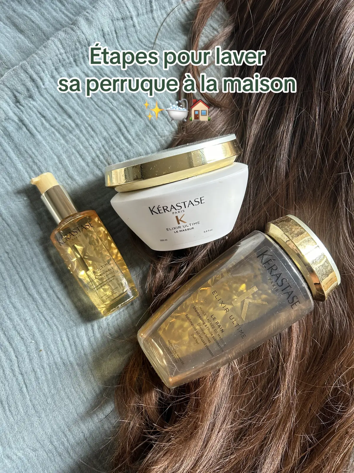 Je vous montre en plusieurs etapes photos comment je lave ma perruque. Le must est de le faire dans un evier si avez de lespace, ce qui n’est pas le cas dans mon petit appart parisien. #alopecia #wig #perruque #fyp #tutorial #pourtoi 