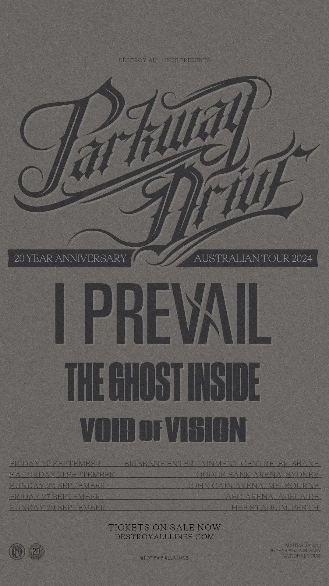 Australia, you don’t want to miss this!  Pre-sale tickets on sale March 26th General tickets on sale March 28th Sign up to access presale tickets: daltours.cc/PWD20Yrs