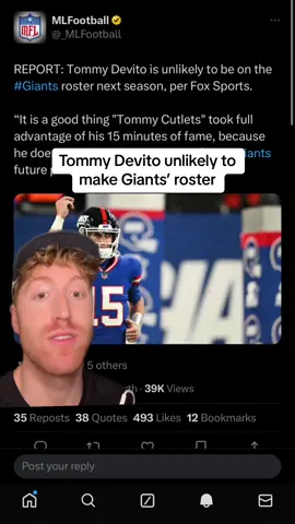 How will Tommy Devito be remembered? #nfl #tommydevito #giants #nflfreeagency #funny #relateable #xyzbca 