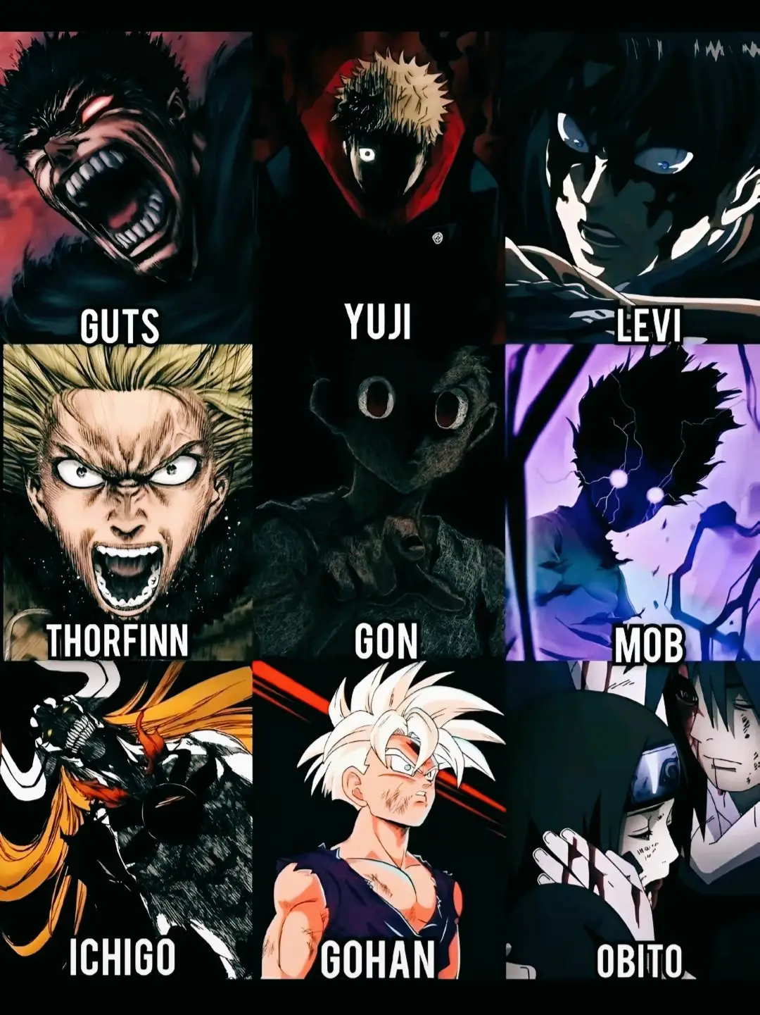 1. Gohan 2. Ichigo 3. Guts 4. Yuji 5. Levi 😈 #dragonball #dragonballz #dbz_moments #anime #gohanssj2 #rage #ragemoments #bleach #berserk #aot #jjk #fyp #fypシ #fypage #foryou 