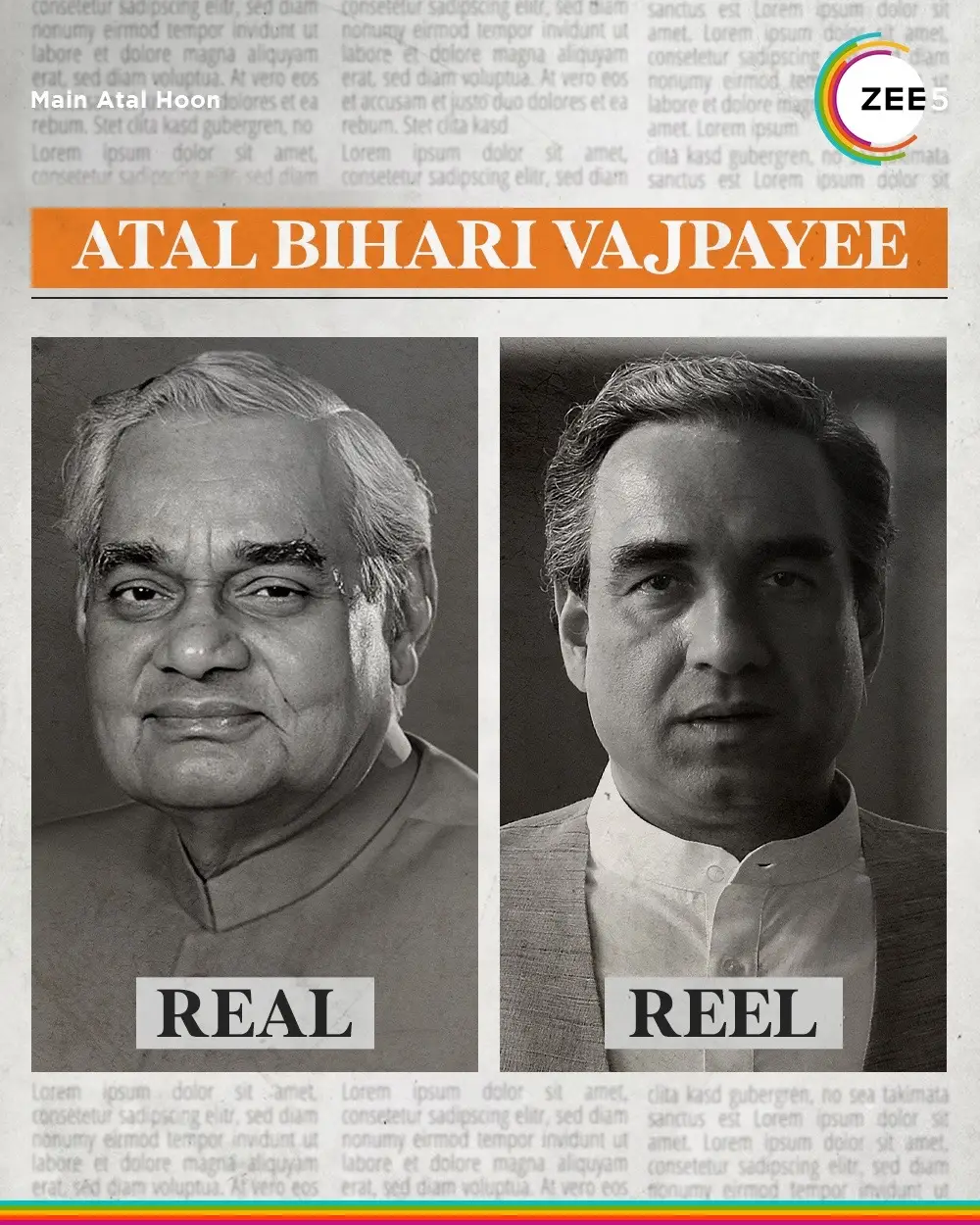 Meet the real stalwarts from the Atal-verse who made the Indian democracy thrive and flourish.​ ​ #MaiAtal Hoon, streaming now on #ZEE5​ ​ #ZEE5Global #AtalOnZEE5​ @pankajtripathi @ravijadhavofficial @vinod.bhanushali @officialsandipssingh @kamleshgori1 @thewriteinsaan @bhaveshbhanushali_ #SamKhan @bsl_films @officiallegendstudios @hitz.music.official @raja.sevak @ektakaul11 @lawrencedcunha @sandeepravade @amolbhor52​ ​ [India, Movies, Bollywood Movies, Atal Bihari Vajpayee, Biopic]