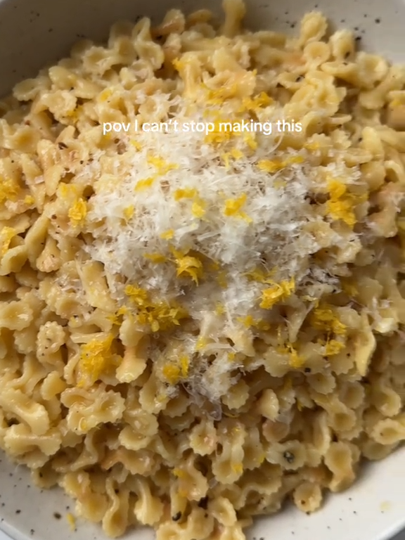 Lemon and Garlic Cacio e Pepe by @julieandamy_ 🍋 This isn't the most traditional cacio e pepe recipe out there, but why NOT add garlic and lemon?! They make everything better! Full recipe below:  2 tbsp olive oil 3-4 cloves garlic, chopped 2 cups dry farfalline pasta Zest of 1 lemon Juice of 1 lemon 4 - 5 cups chicken broth or vegetable broth (depending how much broth you prefer) 1/4 cup freshly grated parmesan, (can use vegan) 1 tbsp butter, (can use vegan) Salt, to taste Pepper, to taste 1. In a pan over medium heat, add your olive oil. Once shimmering, add in the garlic and stir for about 30 seconds. Be careful not to let it burn. Add in your DRY pasta and lemon zest. Stir to combine and toast for 2-3 minutes, stirring occasionally.  2. To the same pan, add your preferred broth and bring the entire mixture to a boil. Reduce to a simmer and cook for 8 minutes or until the pasta is al dente. 3. Stir in lemon juice, parmesan cheese, butter, and black pepper. Stir until everything is combined. Enjoy with grated parmesan, extra lemon, and extra black pepper! #feedfeed #cacioepepe  #onepan  #onepanpasta  #onepotpasta  #lemoncacioepepe  #onepot  #vegan  #veganrecipe  #veganrecipes  #veganpasta  #veganpastarecipe  #cacioepepe  #garlic  #lemon  #pasta