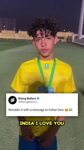 Ronaldo Jr sending his love to the Indian Football fans ❤️🇮🇳 (@Azrorganization) #ronaldojr #cr7jr #cristiano #ronaldo #respect #wholesome #footballfans #india #football #footballtiktok #futbol #futebol #footy #foryou #ballers #risingballers #foryou #Soccer #soccertiktok #alnassr #alnassrfc #saudiarabia #goat #portugal 